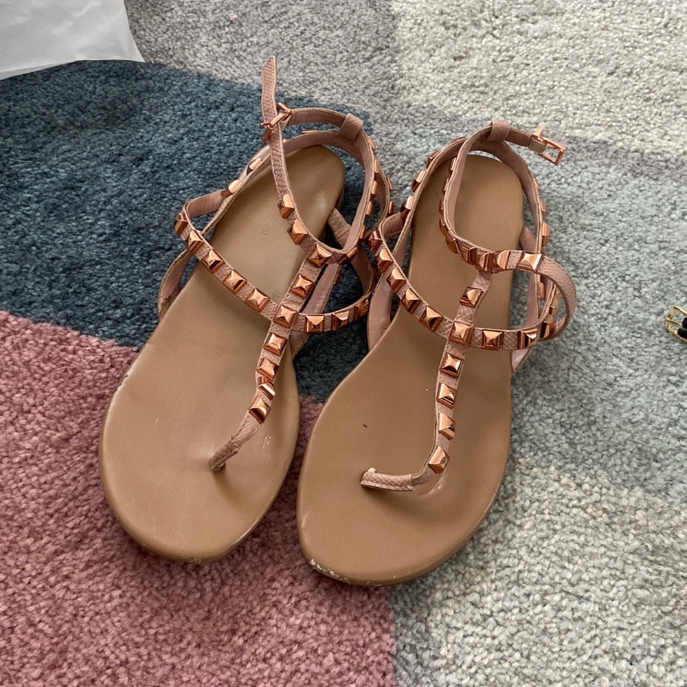 Rose gold studded blush BCBG sandals